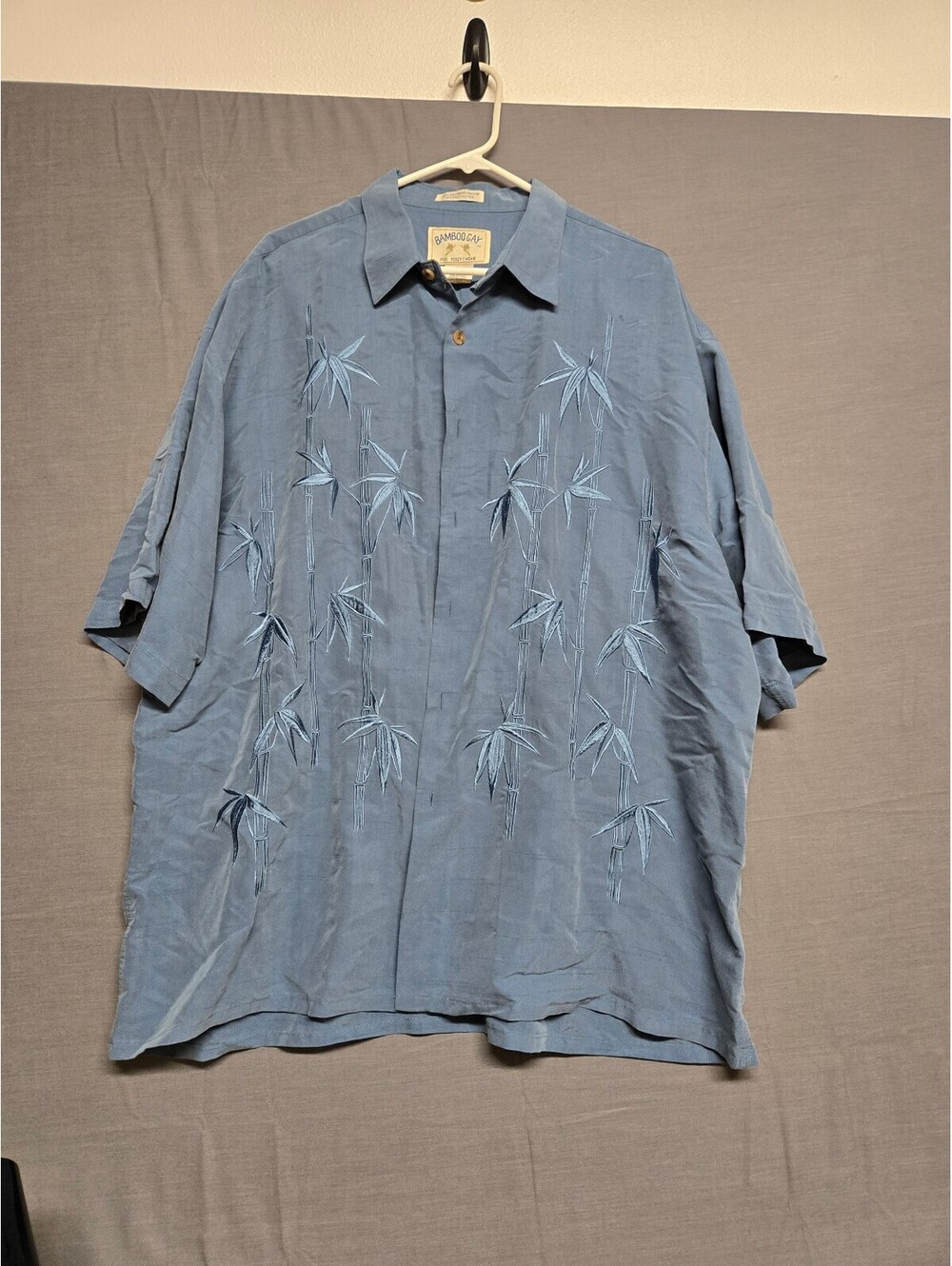 Bamboo Cay Men's Blue Polynesian Rayon Short Sleeve Shirt XL